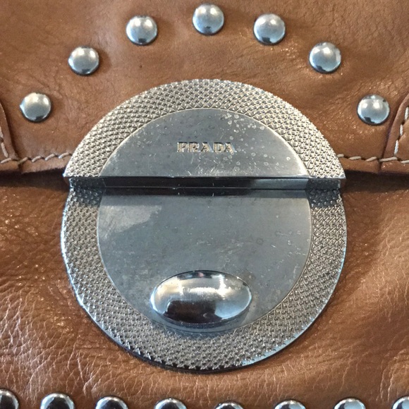 Authentic Prada studded tan handbag - Picture 2 of 8